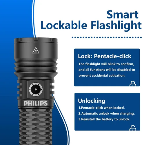 Vista 9 de PHILIPS - Linternas recargables de alto lúmenes, 13000 lm, linterna profesional inteligente súper brillante con atenuación continua y memoria
