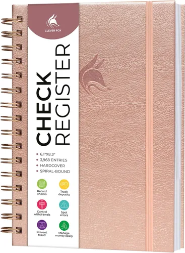 Vista 6 de Clever Fox Registro de cheques para chequera personal - Registro de cheques - Registro de chequera - Libro contable - Líneas de entrada 3968, 6.1 x