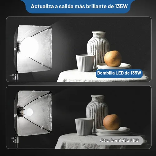 Vista 3 de EMART Kit de iluminación Softbox de 16 x 16 pulgadas, kit de iluminación para fotografía con bombilla LED de 135 W 3000-6500 K y control remoto