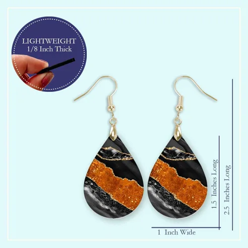 Vista 64 de Dangle Earrings for Women Colorful Dangling Drop Statement Jewelry Printed MDF Wood Teardrop Double Side Print Handmade by The Painted Pug
