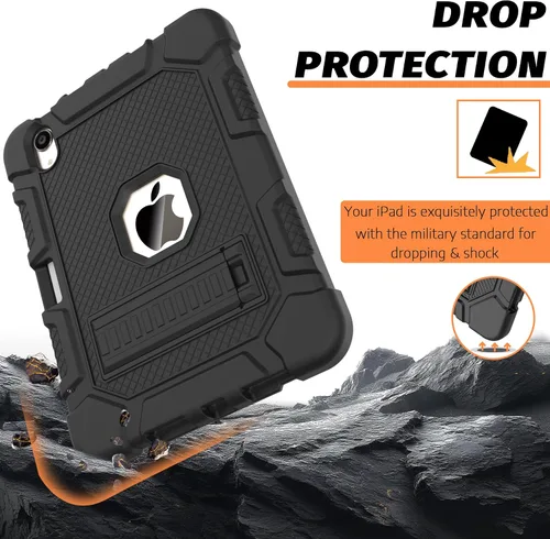 Vista 3 de Funda para iPad mini 7 A17 Pro 2024/iPad Mini 6 2021, Funda Protectora Resistente de Servicio Pesado a Prueba de Golpes para iPad mini 6ª/7ª