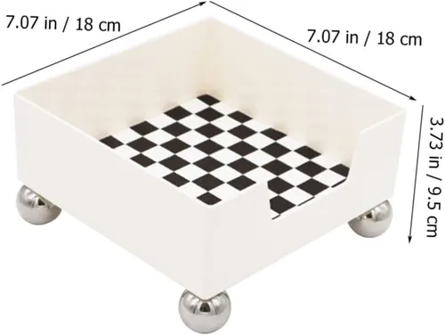 Vista 4 de Bandeja de almacenamiento a cuadros retro en blanco y negro, organizador decorativo para el hogar para joyas y cosméticos, plato de escritorio