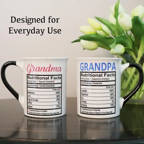 Vista 3 de Cottage Creek Tazas – Juego de dos tazas de café grandes de cerámica para abuela y abuelo, tazas de cerámica ideales para cocina, oficina