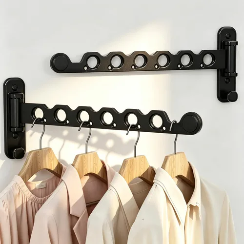 Vista 13 de Estante de Secado de Ropa, Tendedero de Ropa Retráctil y Plegable para Montaje en Pared para Interior, Estante de Colgar Ropa Ahorrador de Espacio