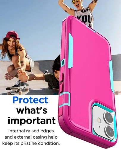 Vista 3 de AICase Funda magnética para iPhone 11, soporte magnético para automóvil, resistente de 2 capas, resistente a los bolsillos, protección de grado