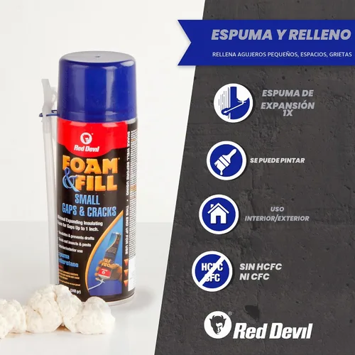 Vista 2 de Red Devil 0913 Foam & Fill Small Gaps & Cracks, sellador de poliuretano expandible, 12 onzas, blanquecino, paquete de 1
