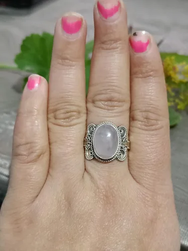 Vista 5 de Rose Quartz Gemstone Ring,925 Sterling Silver,Artistic Ring,Oval Shape Stone,Casual Wear,Designer Silver Ring,Engagement Ring,Promise Ring,Silver