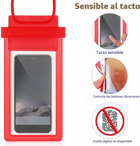 Vista 4 de Paquete de 50 bolsas transparentes impermeables para teléfono con correa de cordón, multicolor