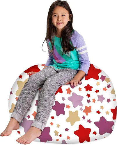 Vista 78 de Posh Creations Funda de puf para niños con almacenamiento para animales de peluche - Organizador de juguetes para niños, Mediano 68.58 cm - Lona