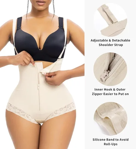 Vista 6 de YIANNA Fajas Colombianas - Fajas moldeadoras para mujer, con control de abdomen, alta compresión, moldeador de cuerpo con gancho en la entrepierna