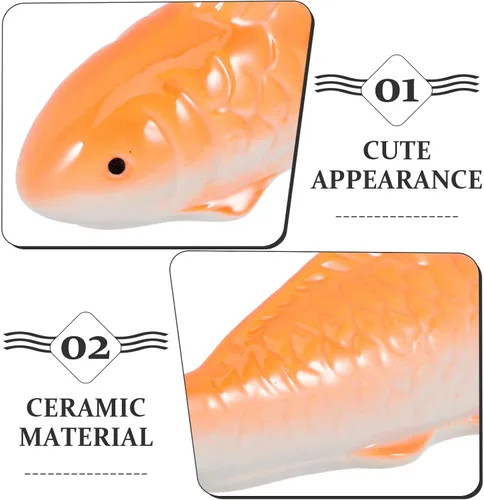Vista 8 de Toddmomy Adorno flotante de peces para decoración de acuario, 3.85 x 1.41 x 1.25 pulgadas, adorable acento de pecera de cerámica con diseño realista