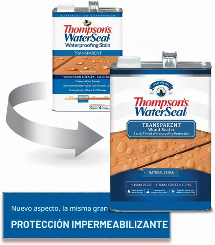 Vista 3 de Thompson's WaterSeal - Tinte y sellador de madera transparente impermeabilizante, cedro natural, 1 galón Natural Cedar