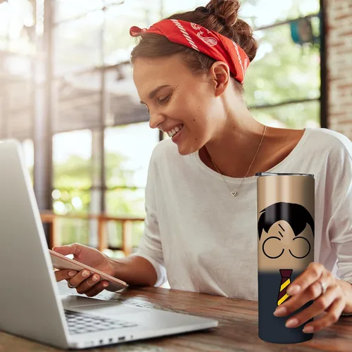 Vista 7 de Vaso delgado de acero inoxidable de 20 onzas a prueba de fugas con popote y tapa, taza de café de viaje para el hogar al aire libre, tazas térmicas
