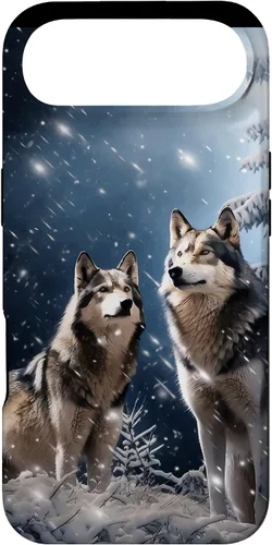 Vista 27 de Wolves Christmas Wolf Snowy Winter Forest Snowflakes Case para iPhone 16