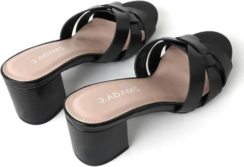 Vista 4 de J. Adams Nori Mules para mujer - Sandalias elegantes de tacón de bloque