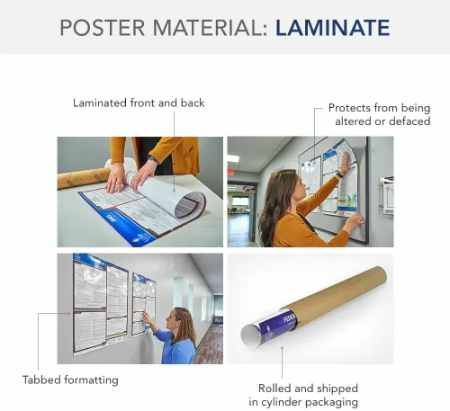 Vista 3 de Juego de carteles de la ley laboral federal y de Idaho 2024 (inglés, estado de identificación) - Pósteres laminados que cumplen con la OSHA