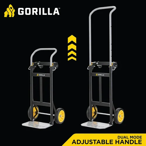Vista 3 de Gorilla - Camión de mano de acero convertible resistente, capacidad de 600 libras Convertible steel hand truck for movers who need both an upright
