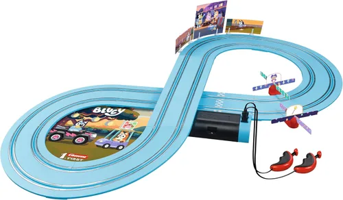 Vista 2 de Carrera Primer juego de pista de carreras Bluey Toy Slot Car - Bluey