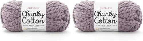 Vista 10 de Premier Yarns Hilo de algodón grueso, hilo ideal para tejer y tejer, hilo súper voluminoso, lavable a máquina, Purple Haze, 3.5 onzas, 50 yardas