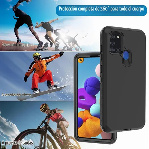 Vista 6 de Funda para Galaxy A21s versión de EE. UU., carcasa de cuerpo completo A21s con protector de pantalla integrado, funda de protección híbrida de tres