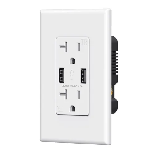 Vista 9 de ELEGRP Receptáculo de toma de pared USB con puertos USB duales de 4.0 A, receptáculo dúplex resistente a manipulaciones de 15 amperios, toma de Negro