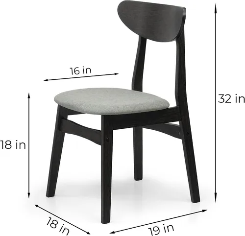 Vista 5 de Juego de 3 mesas redondas de cocina y 2 sillas laterales Yumiko de madera maciza con asiento acolchado