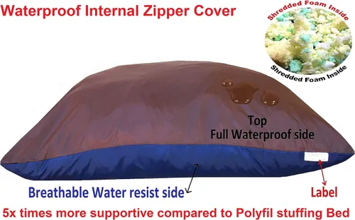 Vista 3 de Almohada ortopédica prémium con espuma viscoelástica para cama de perro, con revestimiento interior impermeable y cubierta externa de microgamuza