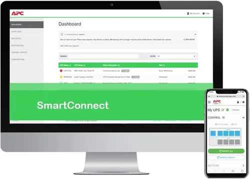 Vista 4 de APC UPS inteligente de 1000VA con SmartConnect, SMC1000C Sinewave UPS batería de respaldo, AVR, 120V, fuente de alimentación ininterrumpida