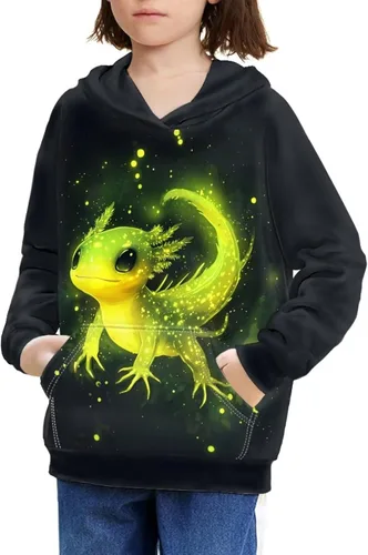 Vista 30 de Ystardream - Sudaderas para niñas adolescentes con bolsillo, sudaderas de manga larga para niños 0 Lindo Axolotl Rosa
