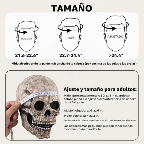 Vista 2 de Máscara de calavera de látex para adultos con mandíbula móvil