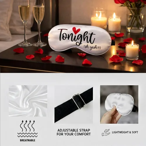 Vista 3 de Juego de 2 mascarillas reversibles Tonight/Not Tonigt para nueva pareja. Divertido regalo de boda de compromiso para novia y novio. Regalo romántico