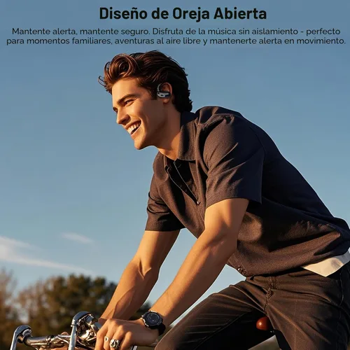 Vista 3 de Auriculares abiertos para los oídos, auriculares inalámbricos Bluetooth 5.4 Negro