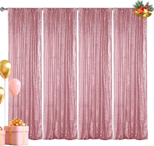 Vista 21 de Hahuho - Cortina de fondo de lentejuelas negras, 2 piezas de 2 pies x 8 pies, cortina de fondo con purpurina para fiestas, Navidad, boda, decoración