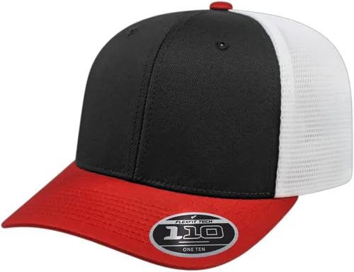 Vista 52 de Cap America i8502 Flexfit 110 Premium - Gorra de camionero de perfil medio con 6 paneles de malla trasera con protección UV y cierre ajustable