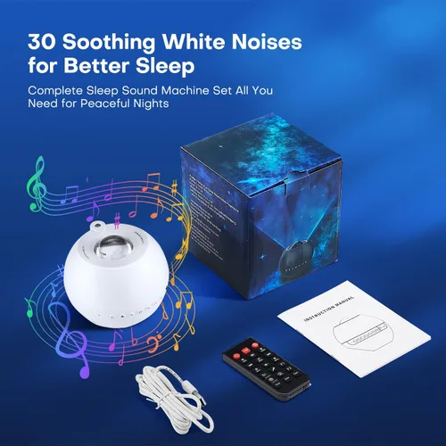 Vista 9 de Sound Machine Light Projector, 30 Sleep Sounds for Adult, Bluetooth Speaker Multicolor