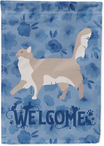 Vista 62 de Caroline's Treasures CK4813CHF - Bandera de bienvenida con gato abisinio azul, manga grande, para porche, para colgar en la pared, poliéster