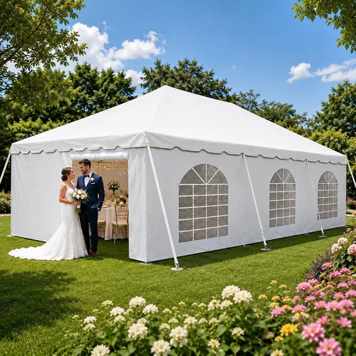 Vista 21 de Party Tents Direct - Toldo con marco de fin de semana, parte superior Blanco