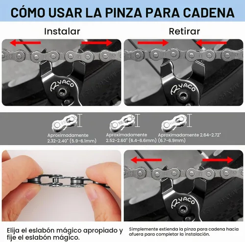 Vista 4 de Ryaco Juego de herramientas de cadena de bicicleta de 12 piezas (2025News) 3 piezas de cepillo de limpieza de bicicleta, alicates de eslabones