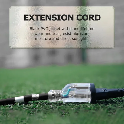 Vista 6 de YOJOE Extensión de cable para interiores y exteriores con extremo iluminado, cable resistente de 3 puntas 15A a prueba de inclemencias del tiempo