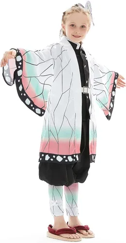 Vista 2 de Kochou Shinobu - Disfraz de kimono para cosplay con pinzas para el pelo