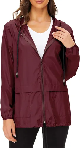 Vista 3 de Komorebi Chubasqueros impermeables para mujer, talla grande, ligeros, plegables, con capucha, para exteriores