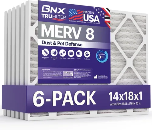 Vista 46 de BNX TruFilter - Filtro de aire MERV 8 de 10 x 10 x 1 pulgadas (paquete de 6) – Fabricado en Estados Unidos – Defensa contra polvo y mascotas