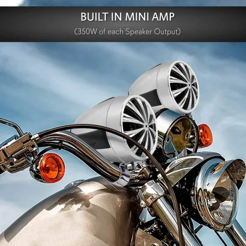 Vista 3 de Lanzar Sistema amplificador de altavoz de motocicleta de 3 pulgadas, 700 vatios resistente a la intemperie con dos altavoces impermeables de 3