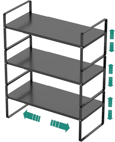 Vista 9 de SUZLON Estante organizador de gabinete expandible, estante apilable de almacenamiento para mostrador de cocina, estante de despensa de altura