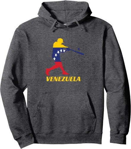 Vista 4 de Sudadera con capucha de regalo de la bandera del equipo nacional de béisbol venezolano, Negro