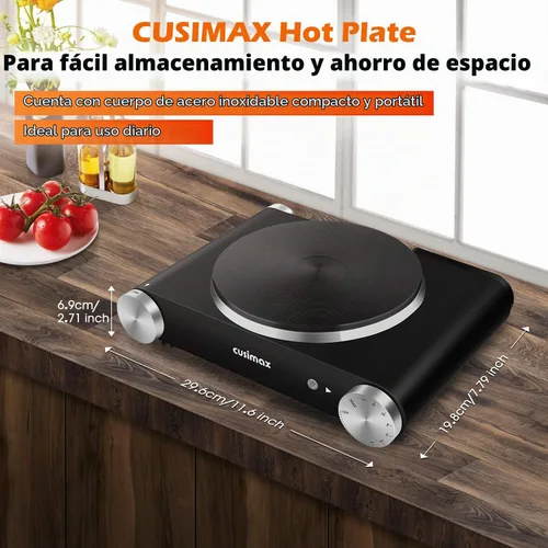 Vista 5 de CUSIMAX Placa caliente de quemador eléctrico para cocinar una sola estufa Negro