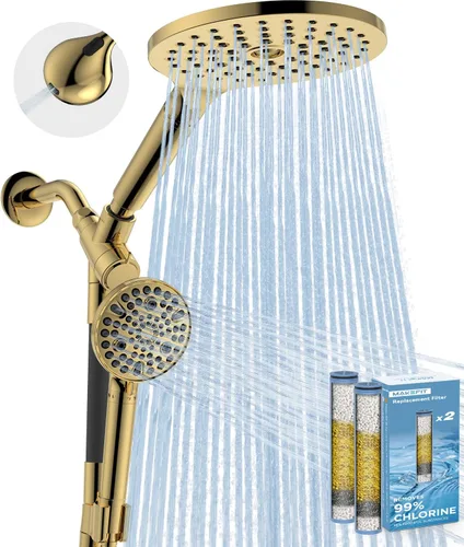 Vista 13 de MakeFit Combo de cabezal de ducha de lluvia con doble filtro, cabezal de ducha de mano de alta presión con barra ajustable, cabezal de ducha