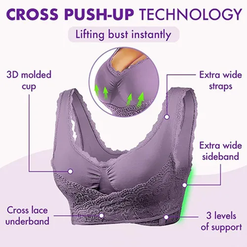 Vista 7 de Ellielift - Brasier de corsé cómodo con hebilla frontal cruzada lateral, brasier de encaje, Kendally para mujeres mayores