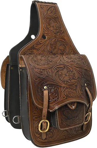 Vista 6 de HILASON Western Horse - Bolsa de sillín de cuero resistente y tradicional Bolsa de sillín Bolsa de sillín de caballo Bolsa de sillín