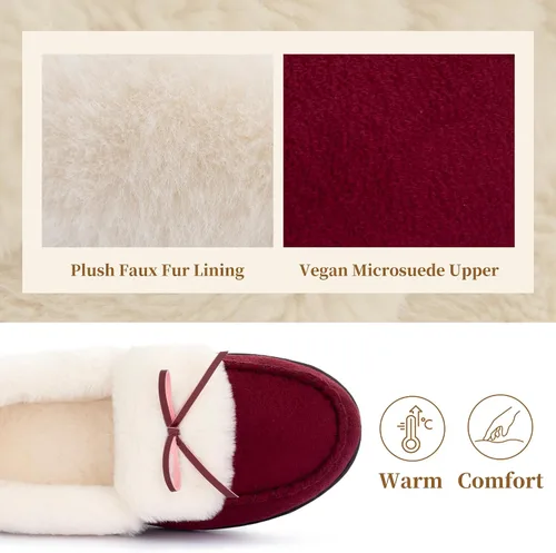 Vista 3 de RockDove Pantuflas tipo mocasín de microgamuza con forro de piel sintética para mujer